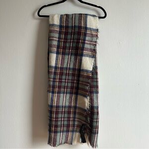 Zara Soft Neutral Plaid Academia Big Square Scarf